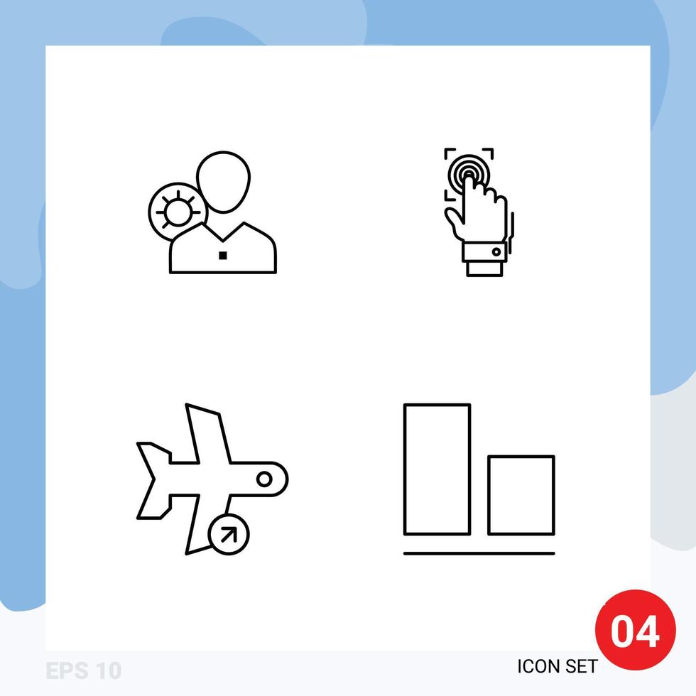 4 Creative Icons Modern Signs and Symbols of work recognition human user scanner Editable Vector Design Elements