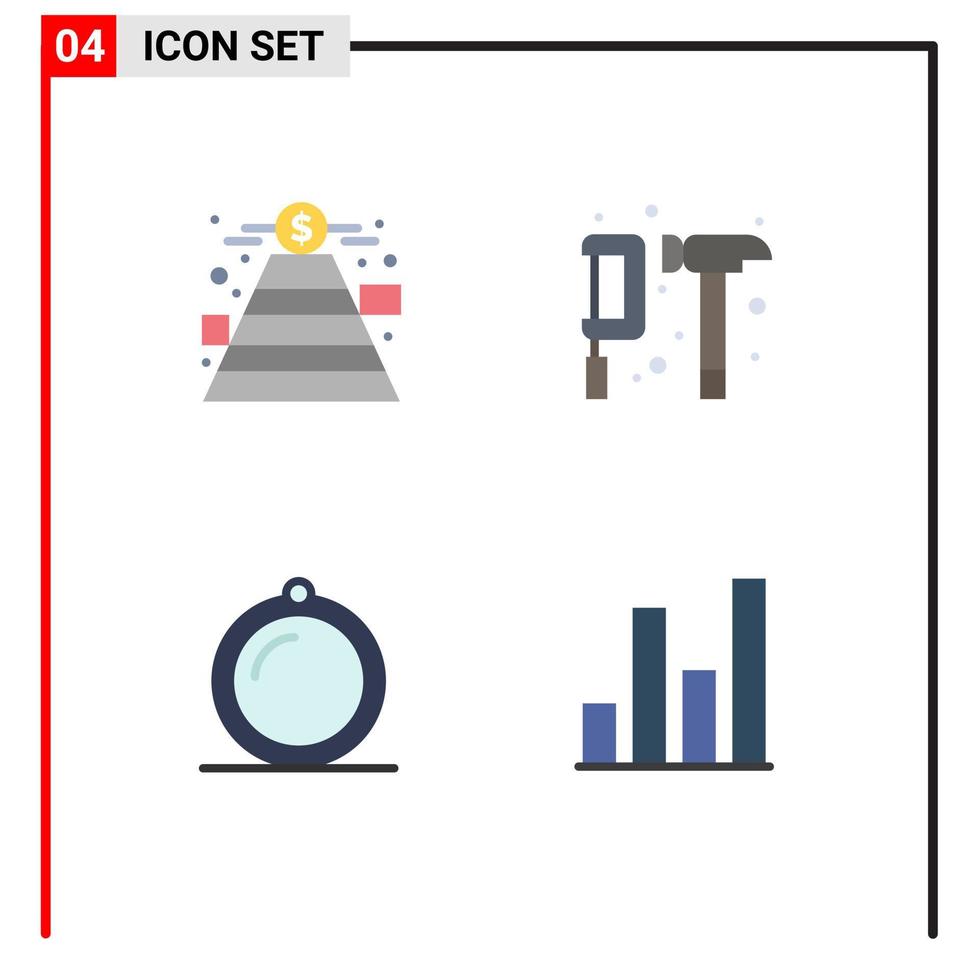 Set of 4 Vector Flat Icons on Grid for finance decor money engineer interior Editable Vector Design Elements