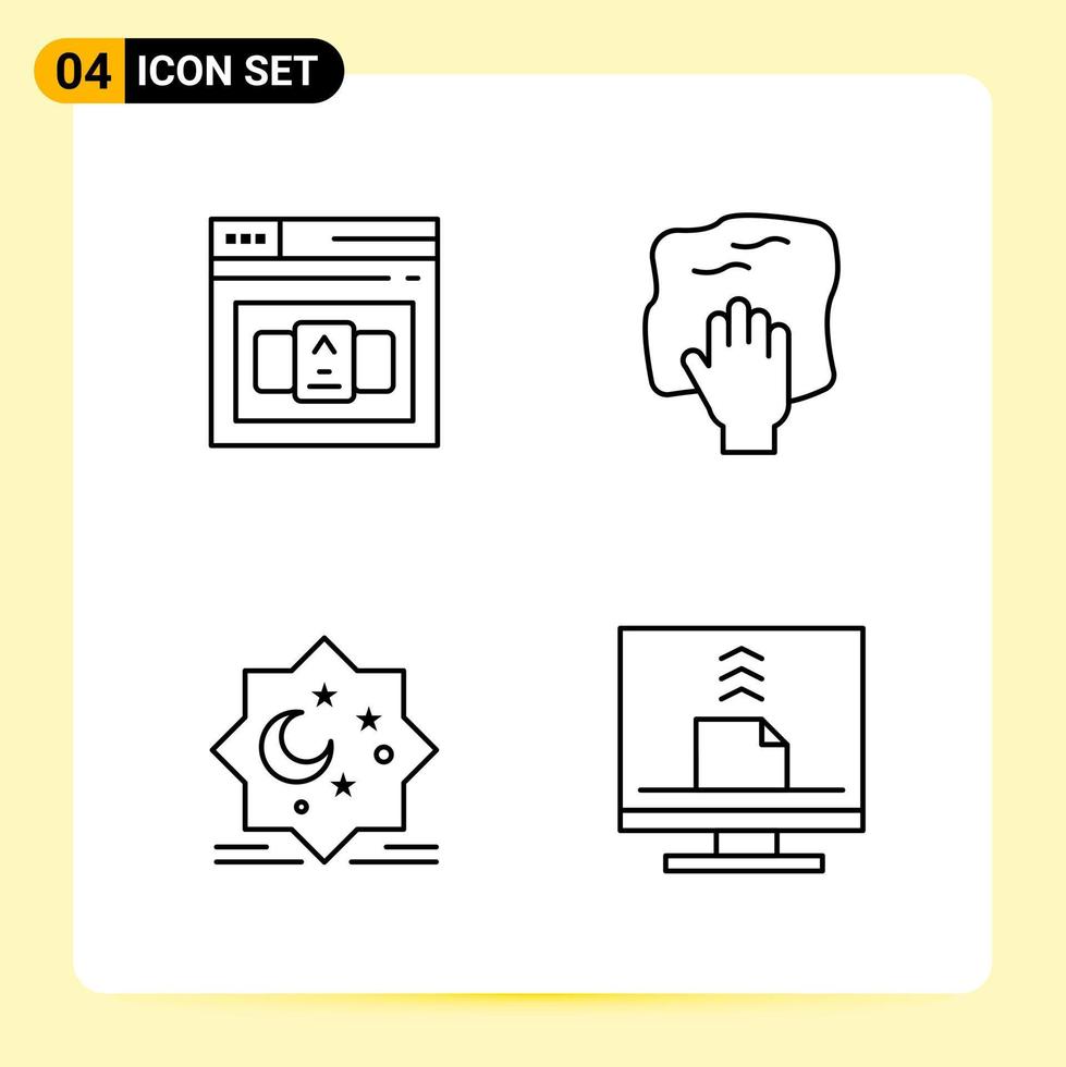 4 Creative Icons for Modern website design and responsive mobile apps 4 Outline Symbols Signs on White Background 4 Icon Pack vector