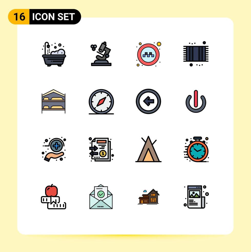 User Interface Pack of 16 Basic Flat Color Filled Lines of service bed signs shower cleaning Editable Creative Vector Design Elements