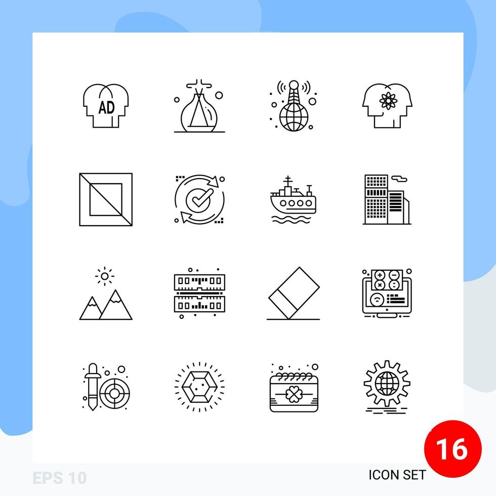 conjunto de 16 iconos de interfaz de usuario modernos símbolos signos para personas de diseño gestión de radiodifusión elementos de diseño de vectores editables humanos