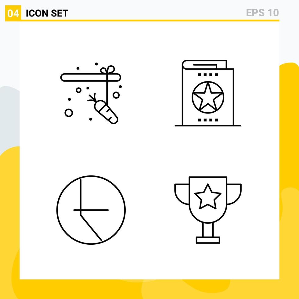 Collection of 4 Universal Line Icons Icon Set for Web and Mobile vector