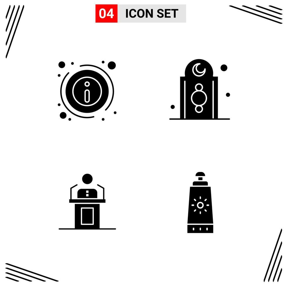 4 Icons Solid Style Grid Based Creative Glyph Symbols for Website Design Simple Solid Icon Signs Isolated on White Background 4 Icon Set vector