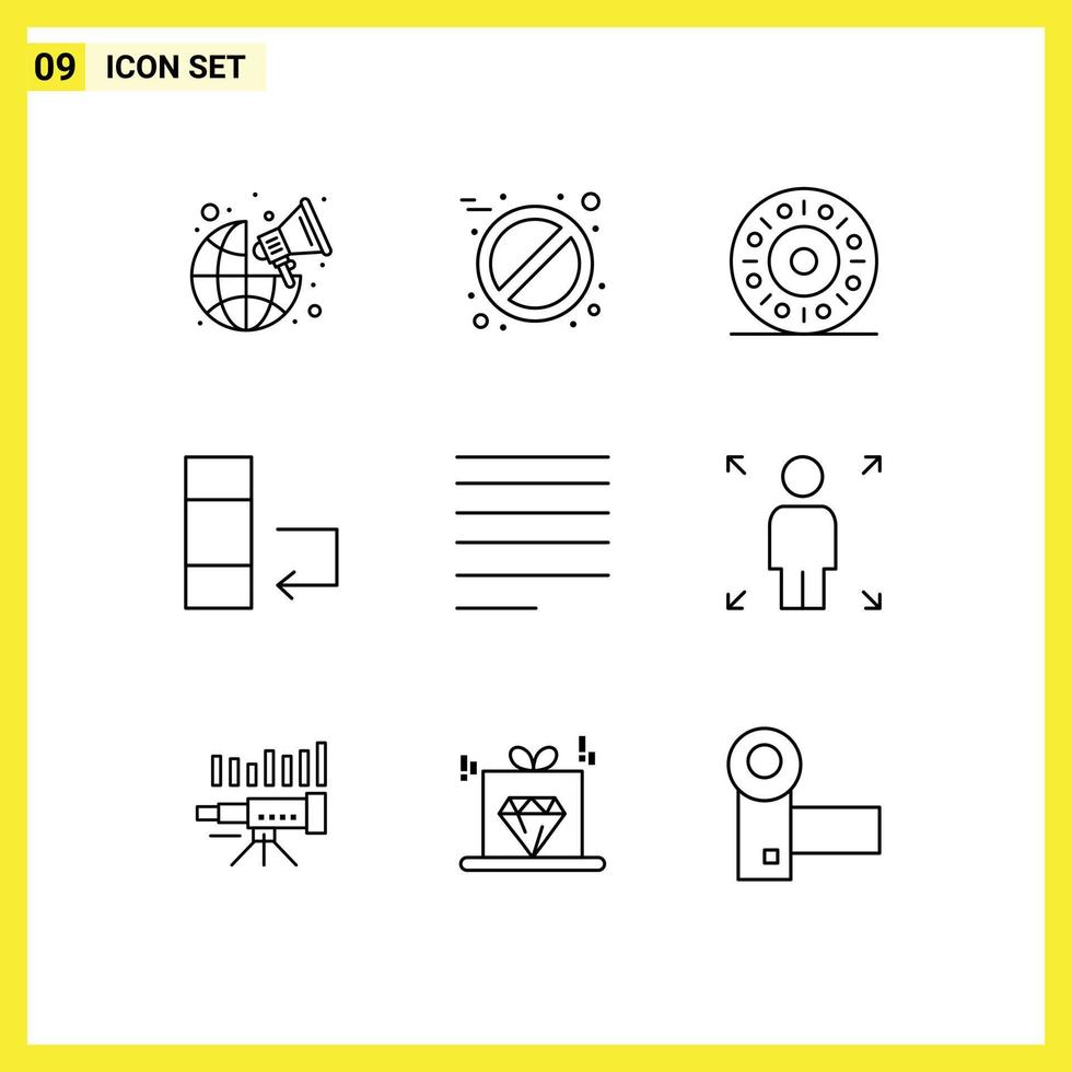 Modern Set of 9 Outlines and symbols such as opportunity text eat right swap Editable Vector Design Elements