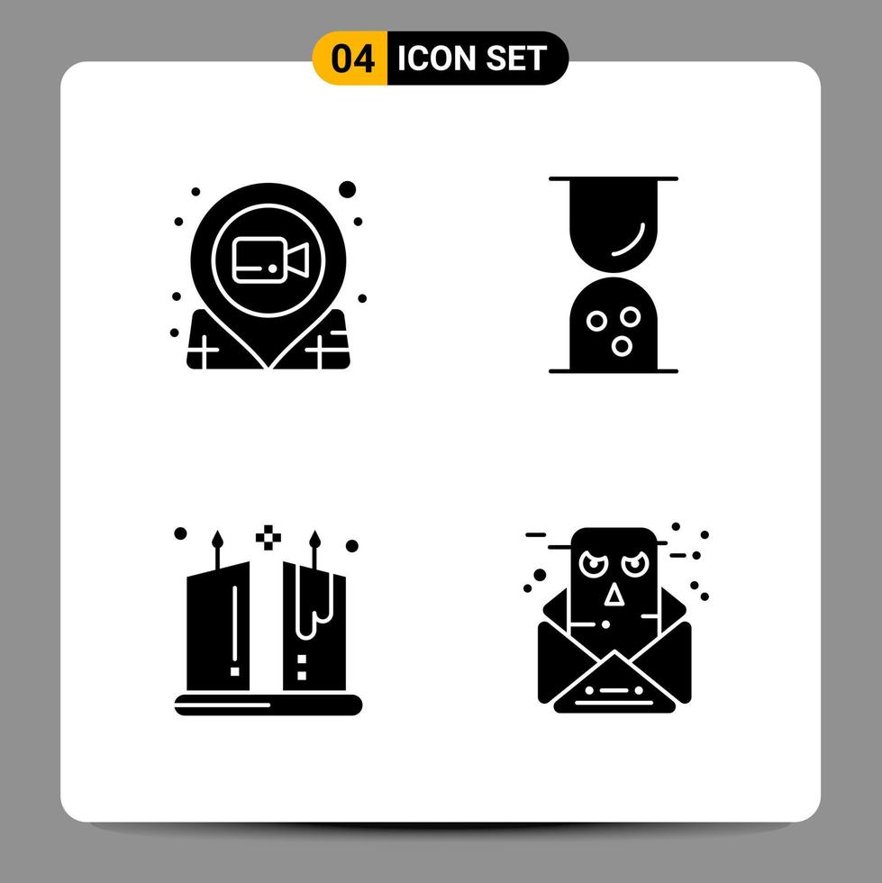 4 Black Icon Pack Glyph Symbols Signs for Responsive designs on white background 4 Icons Set vector
