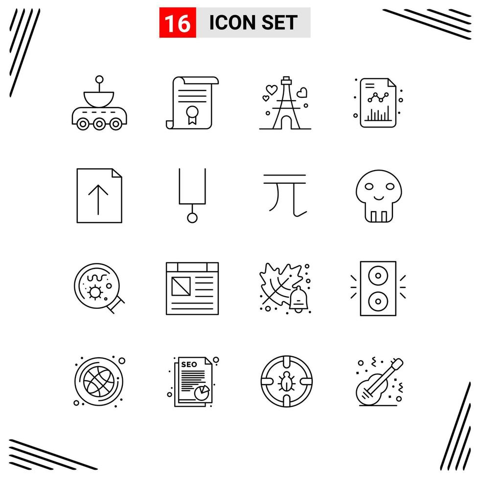 16 Icons Line Style Grid Based Creative Outline Symbols for Website Design Simple Line Icon Signs Isolated on White Background 16 Icon Set vector