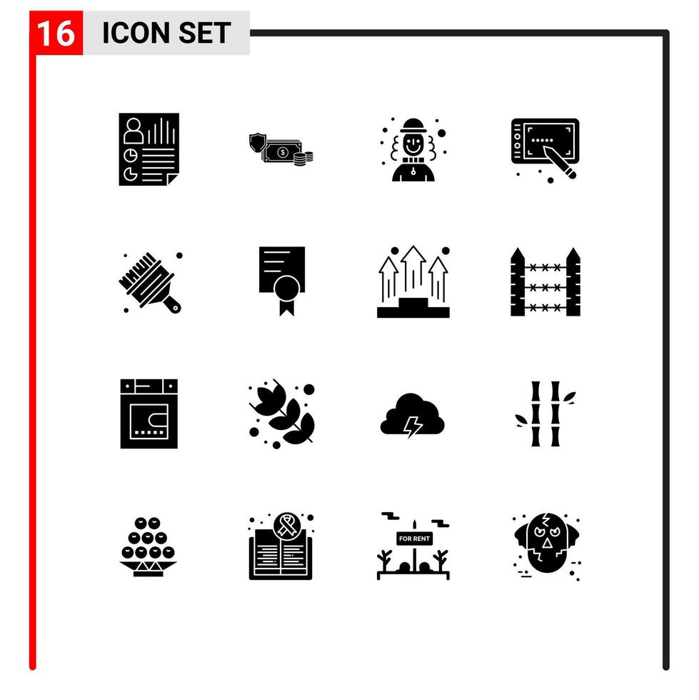 Modern Set of 16 Solid Glyphs and symbols such as stylus hat finance man harlequin Editable Vector Design Elements