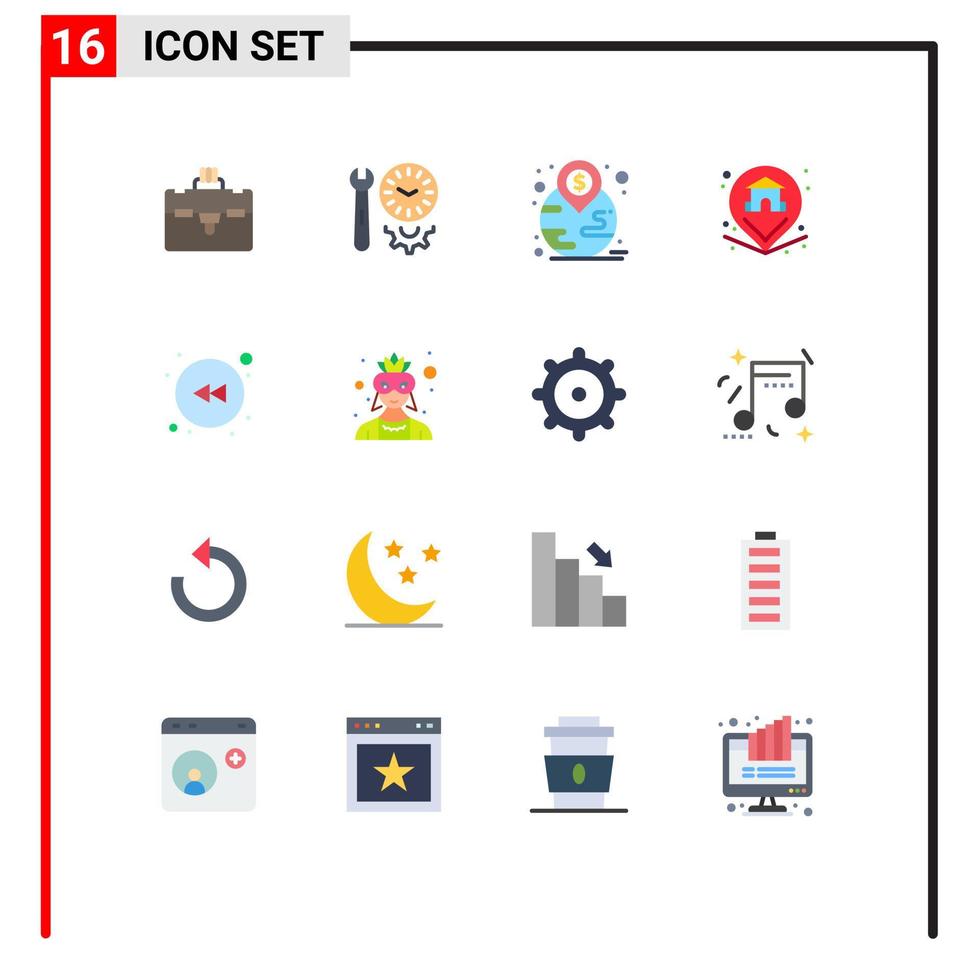 16 Thematic Vector Flat Colors and Editable Symbols of left home financial property location Editable Pack of Creative Vector Design Elements