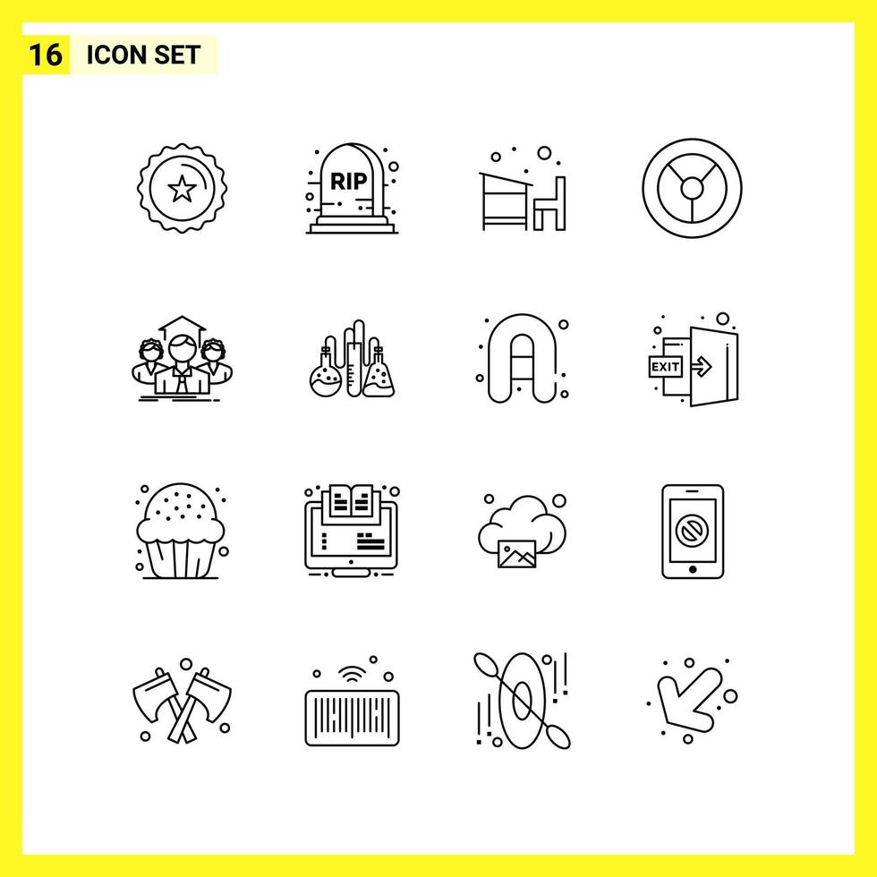 16 Icon Set Simple Line Symbols Outline Sign on White Background for Website Design Mobile Applications and Print Media vector