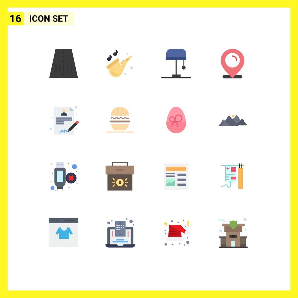 16 iconos creativos signos y símbolos modernos de lámpara de informe de hamburguesa paquete editable de elementos de diseño de vectores creativos de comercio electrónico médico