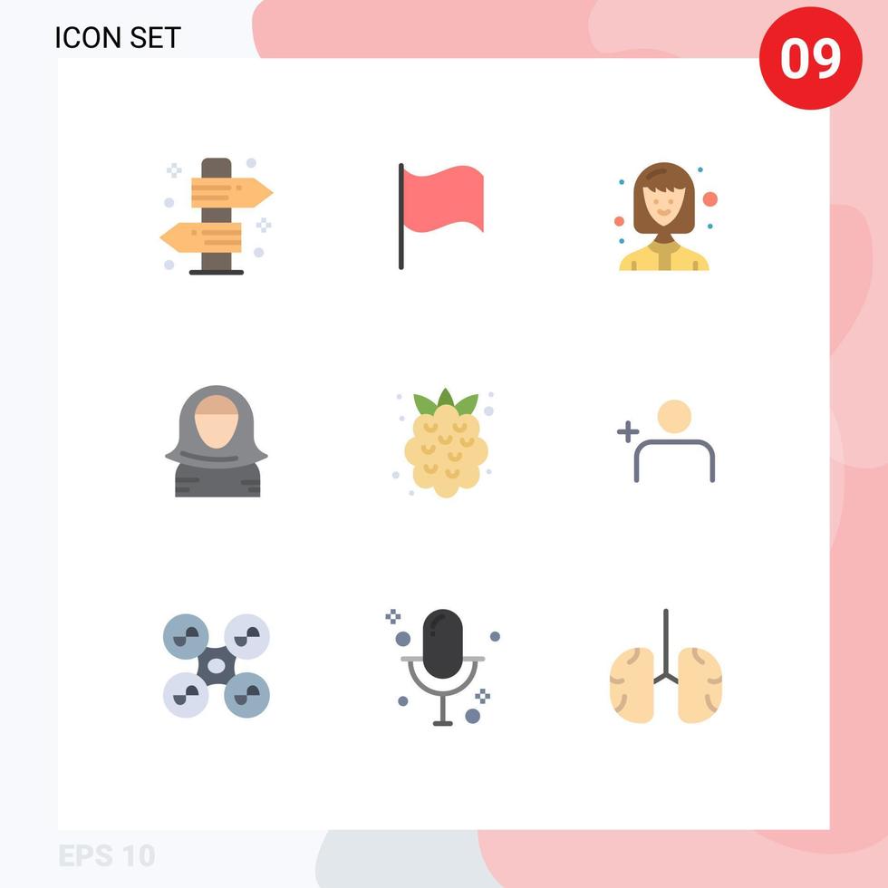 Set of 9 Modern UI Icons Symbols Signs for summer islam avatar gulf avatar Editable Vector Design Elements