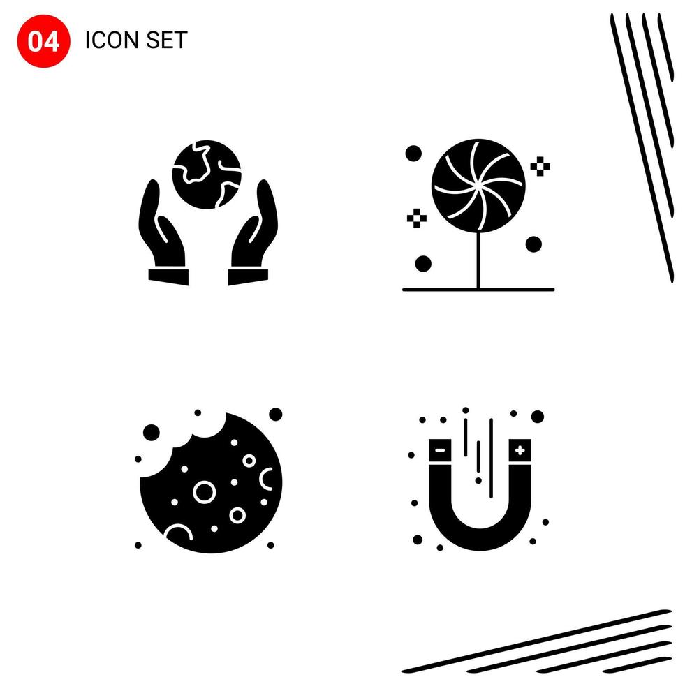 colección de 4 iconos vectoriales en estilo sólido símbolos de glifo perfecto de píxeles para web y signos de iconos sólidos móviles sobre fondo blanco 4 iconos vector