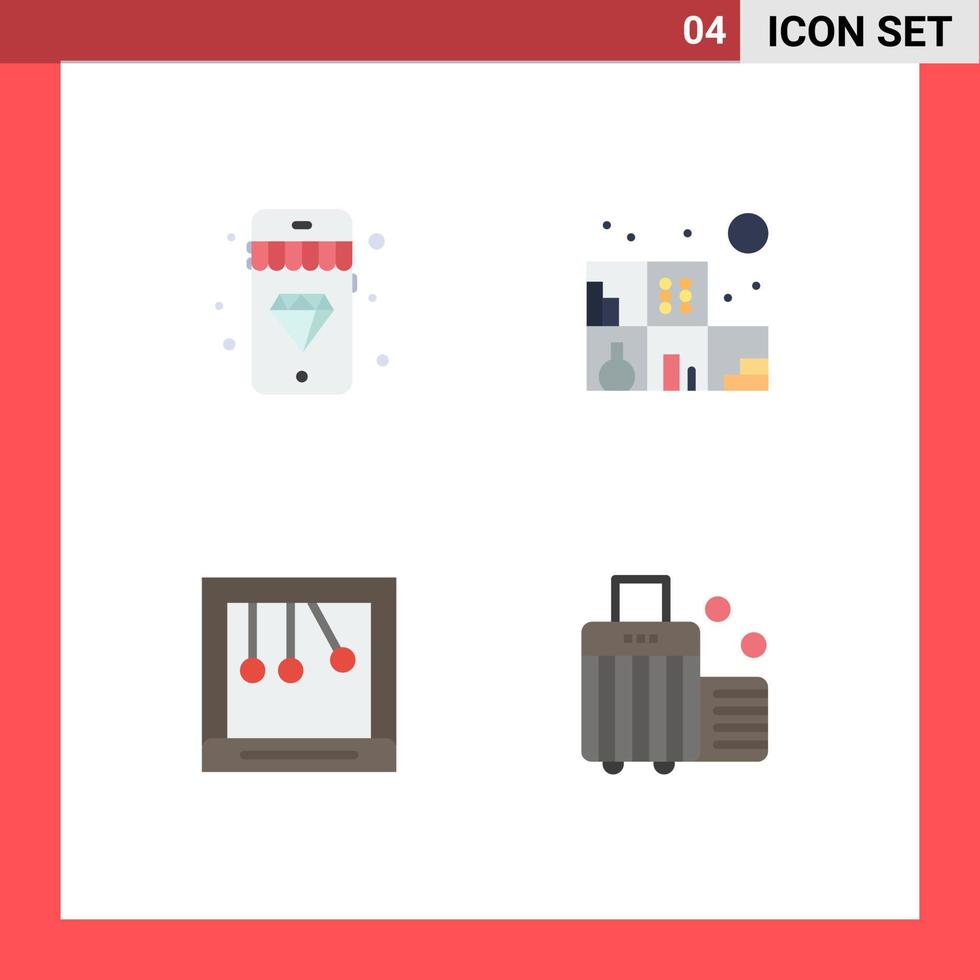 Universal Icon Symbols Group of 4 Modern Flat Icons of mobile bag home calm case Editable Vector Design Elements