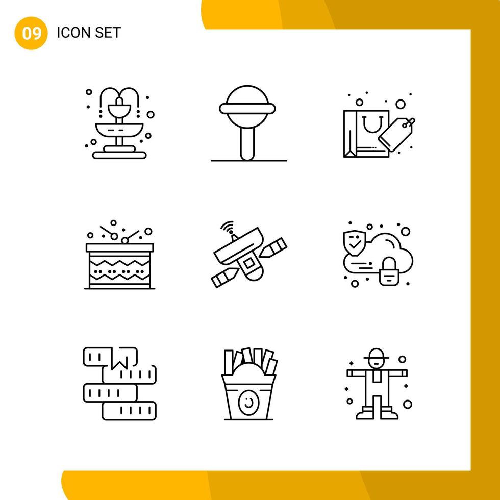 9 Icon Set Line Style Icon Pack Outline Symbols isolated on White Backgound for Responsive Website Designing vector