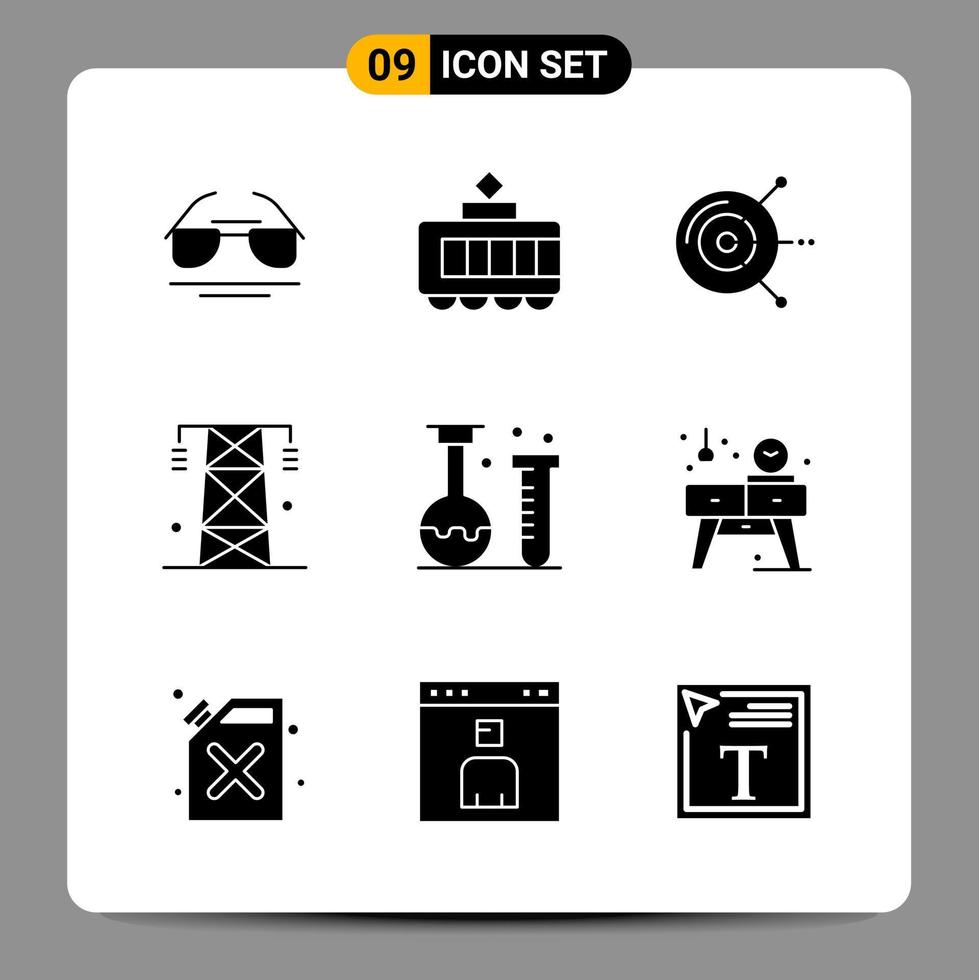 9 Black Icon Pack Glyph Symbols Signs for Responsive designs on white background 9 Icons Set vector