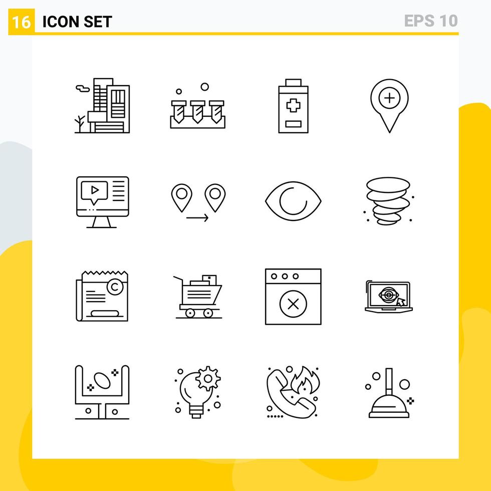 Collection of 16 Universal Line Icons Icon Set for Web and Mobile vector