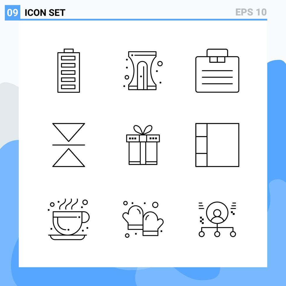 Modern 9 Line style icons Outline Symbols for general use Creative Line Icon Sign Isolated on White Background 9 Icons Pack vector