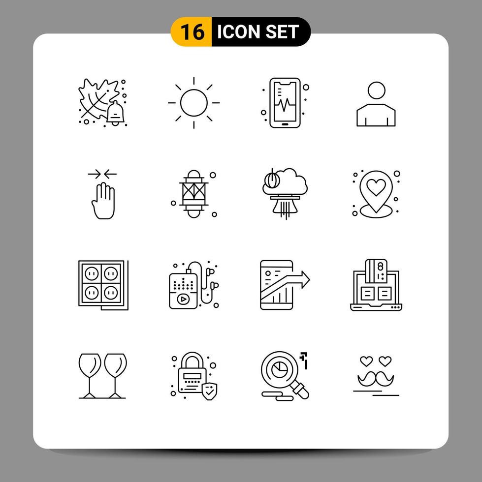 16 Creative Icons Modern Signs and Symbols of light pinch avatar gesture arrow Editable Vector Design Elements