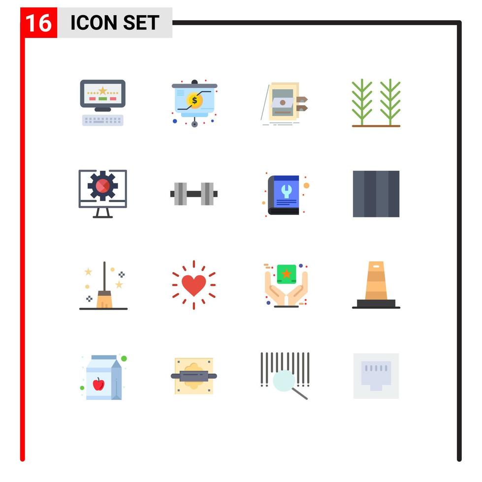 Modern Set of 16 Flat Colors and symbols such as online computer accounting wheat cereal Editable Pack of Creative Vector Design Elements