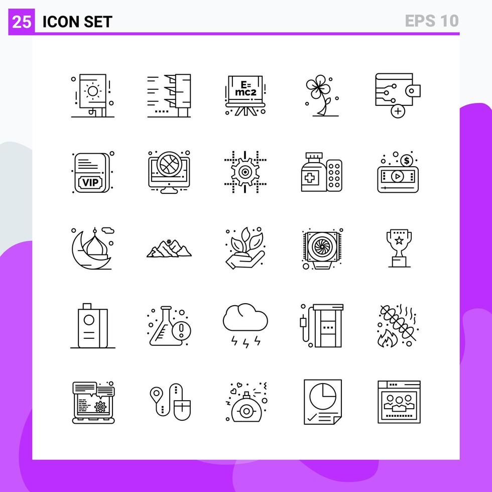 Set of 25 icons in Line style Creative Outline Symbols for Website Design and Mobile Apps Simple Line Icon Sign Isolated on White Background 25 Icons vector