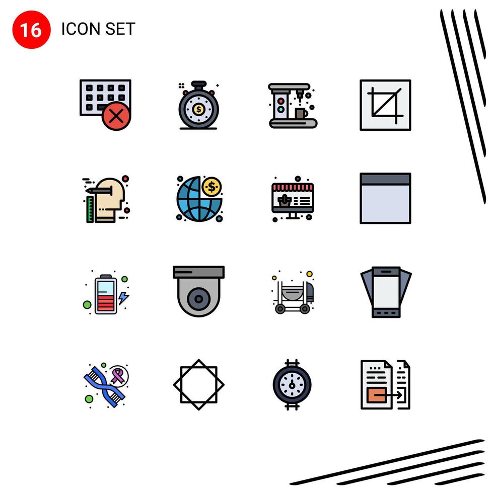 Modern Set of 16 Flat Color Filled Lines and symbols such as creative layout appliances interface crop Editable Creative Vector Design Elements