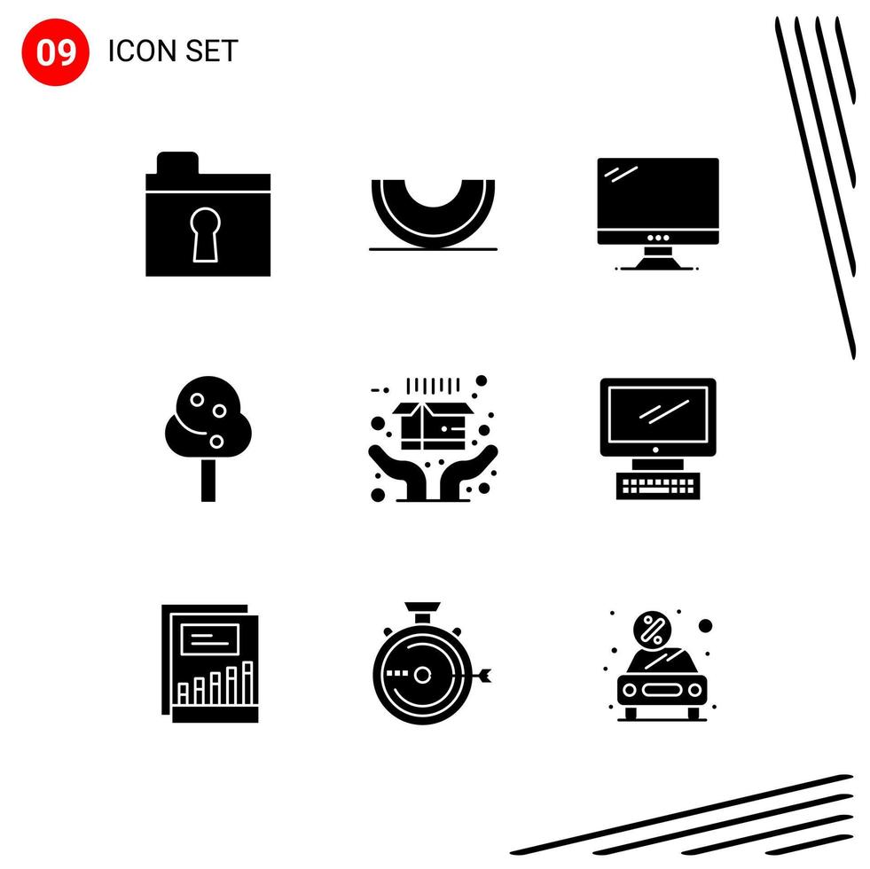 Collection of 9 Vector Icons in solid style Pixle Perfect Glyph Symbols for Web and Mobile Solid Icon Signs on White Background 9 Icons