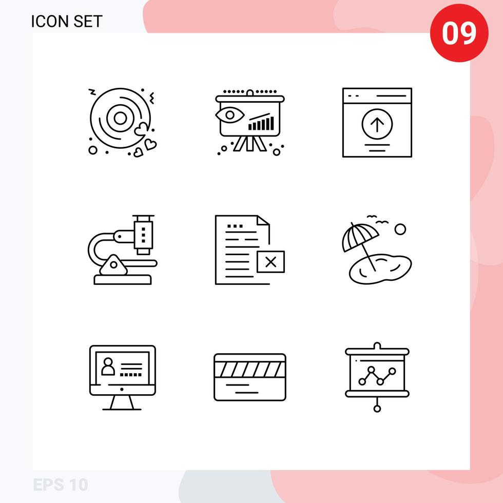 9 Universal Outline Signs Symbols of research microbiology communication laboratory user Editable Vector Design Elements
