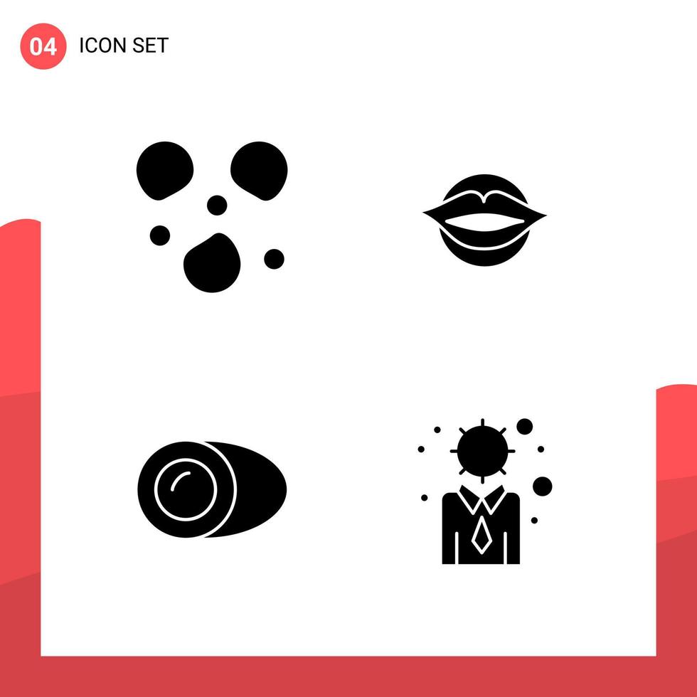 Pack of 4 Universal Glyph Icons for Print Media on White Background vector
