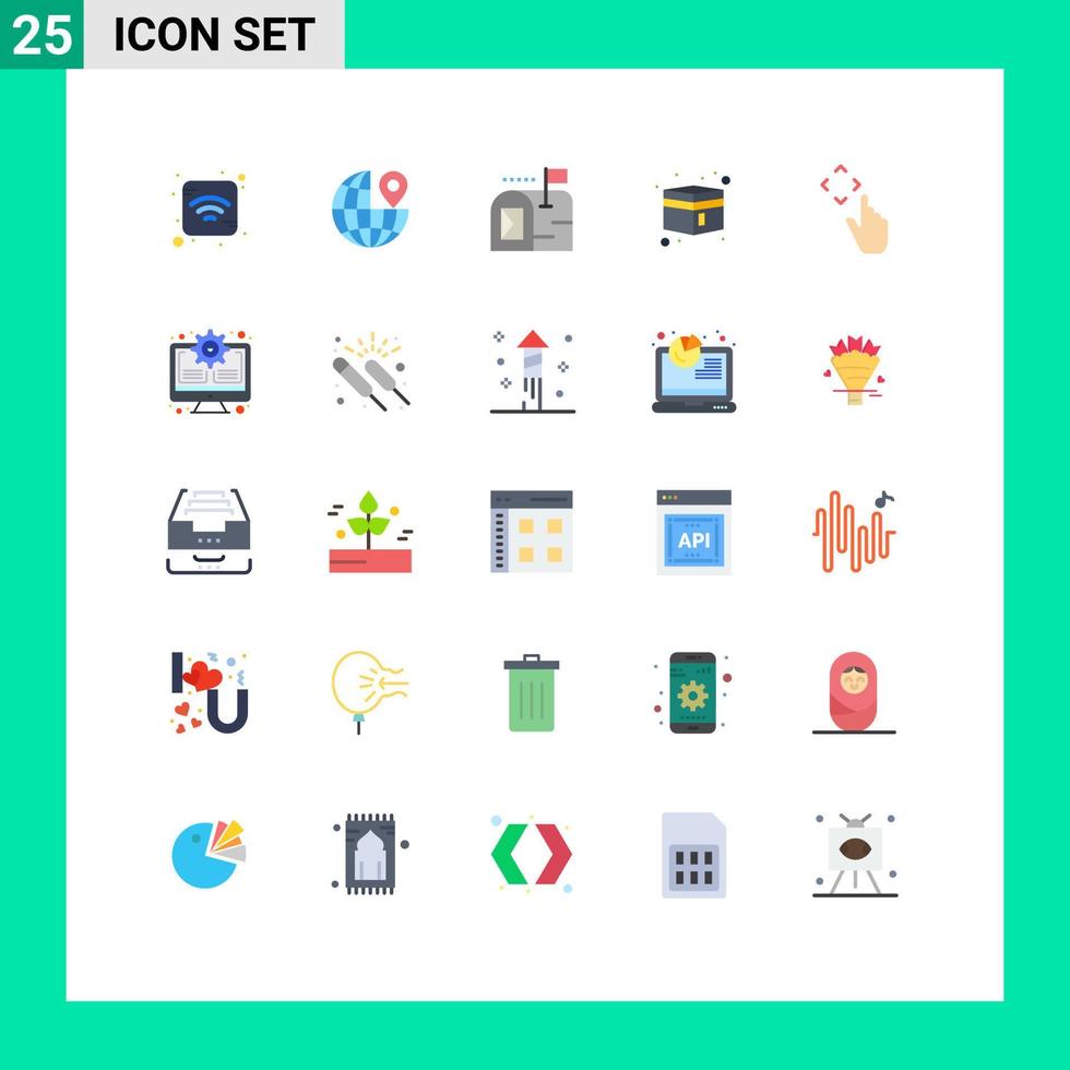 Universal Icon Symbols Group of 25 Modern Flat Colors of gear gestures mailbox up ramadan Editable Vector Design Elements