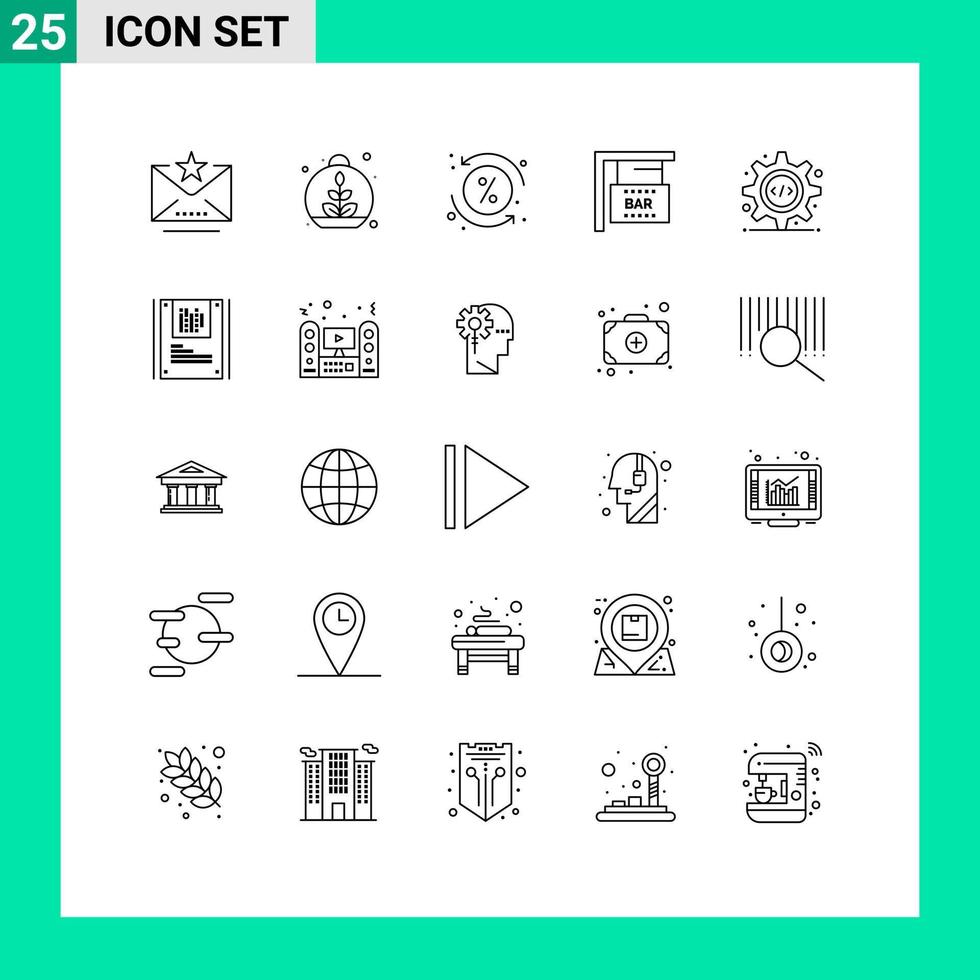25 iconos creativos signos y símbolos modernos de código fuente costos html signo de barra de vacaciones elementos de diseño vectorial editables vector