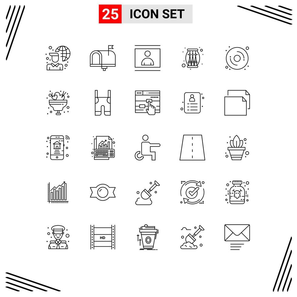 25 Creative Icons Modern Signs and Symbols of party music in box drum photo Editable Vector Design Elements