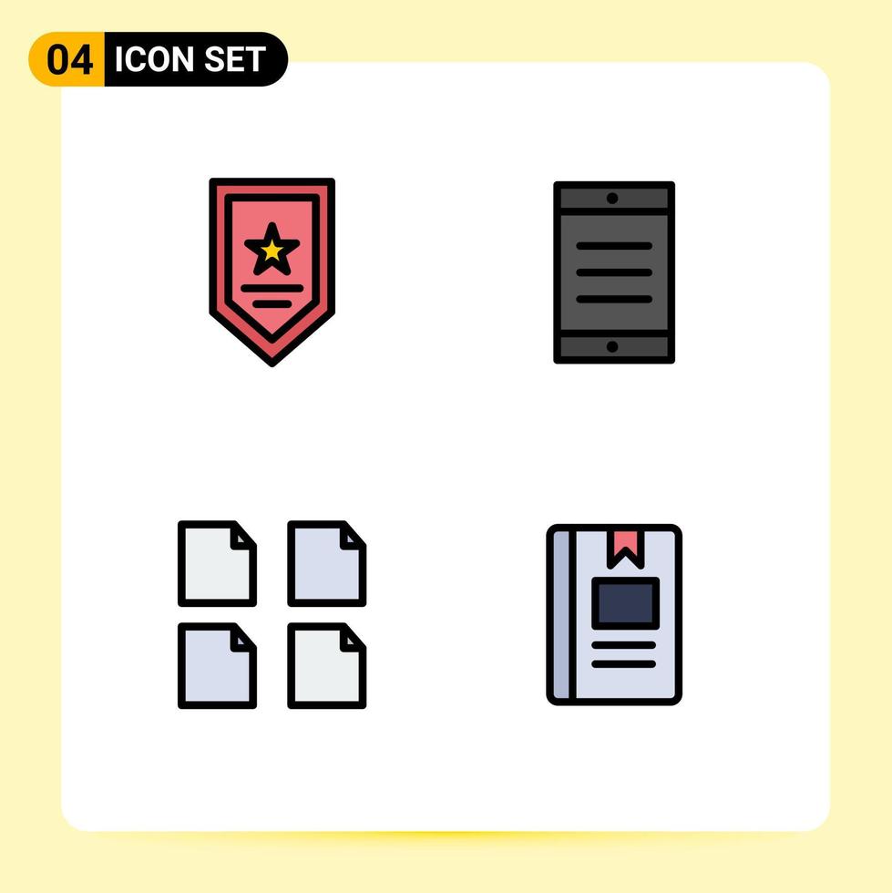 Set of 4 Modern UI Icons Symbols Signs for award multiple winner text education Editable Vector Design Elements