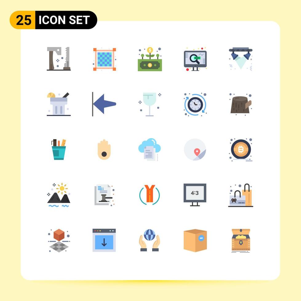 Universal Icon Symbols Group of 25 Modern Flat Colors of light disco development search seo Editable Vector Design Elements