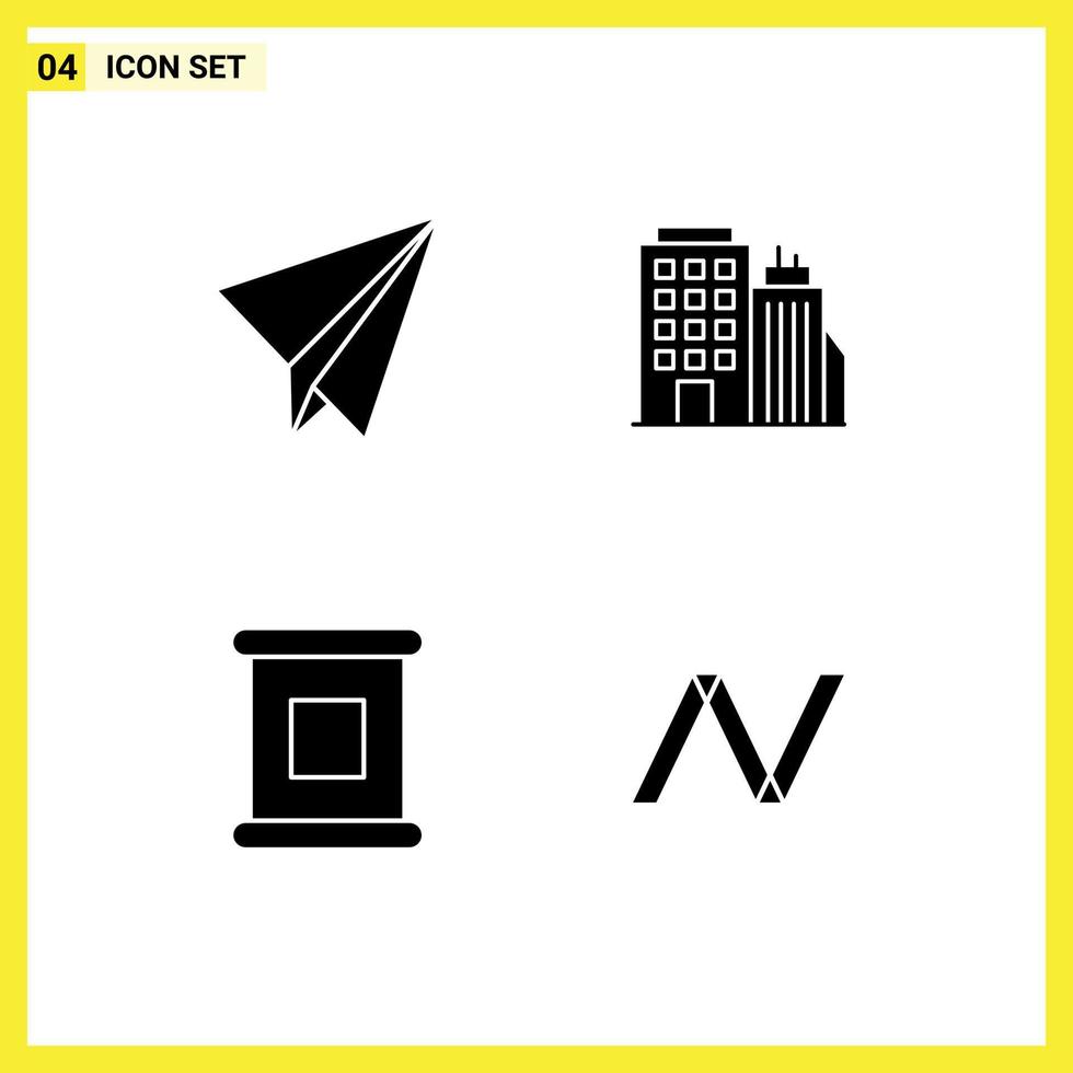 Set of 4 Commercial Solid Glyphs pack for paper preserves building headoffice crypto Editable Vector Design Elements