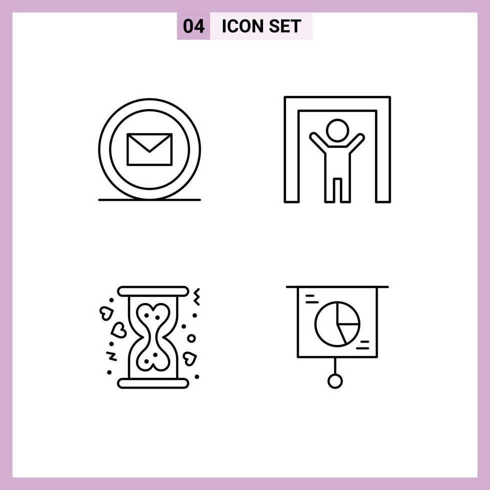 grupo de símbolos de icono universal de 4 colores planos de línea de relleno modernos de desarrollo elementos de diseño vectorial editables de negocio de seguridad web de corazón vector