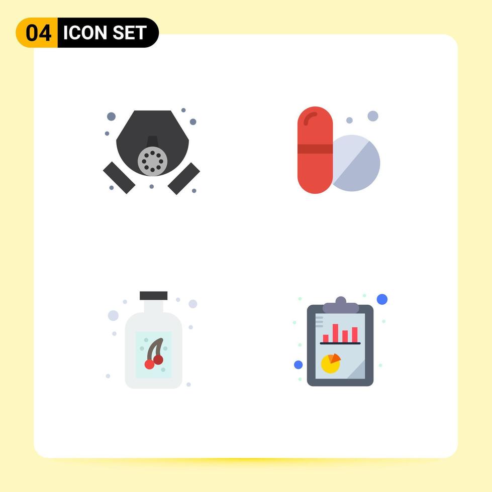 símbolos de iconos universales grupo de 4 iconos planos modernos de informes de tabletas de desechos de botellas de gas elementos de diseño de vectores editables