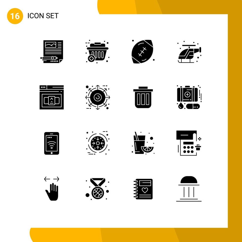 16 iconos creativos signos y símbolos modernos de ayuda cesta de la compra rápida juego de emergencia elementos de diseño vectorial editables vector