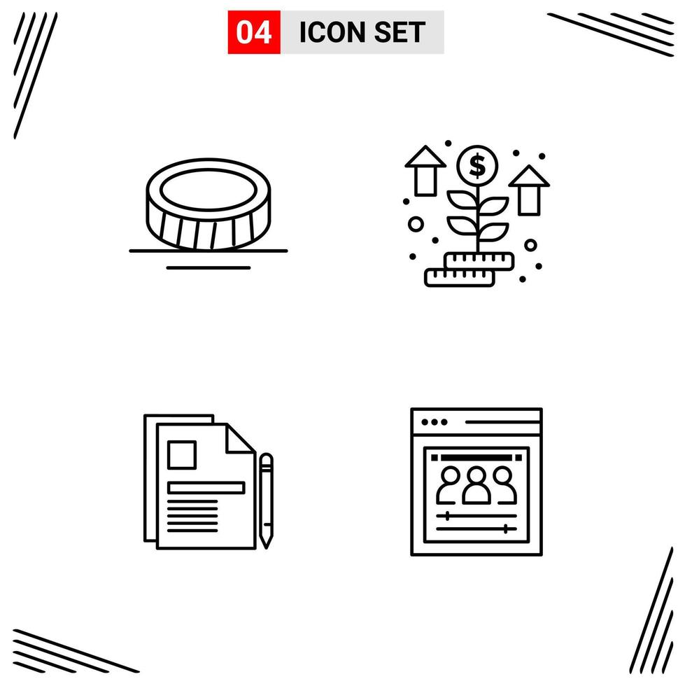 4 Icons Line Style Grid Based Creative Outline Symbols for Website Design Simple Line Icon Signs Isolated on White Background 4 Icon Set vector