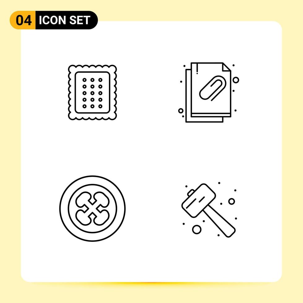 Set of 4 Modern UI Icons Symbols Signs for bakery exotic fruits food attachment food Editable Vector Design Elements