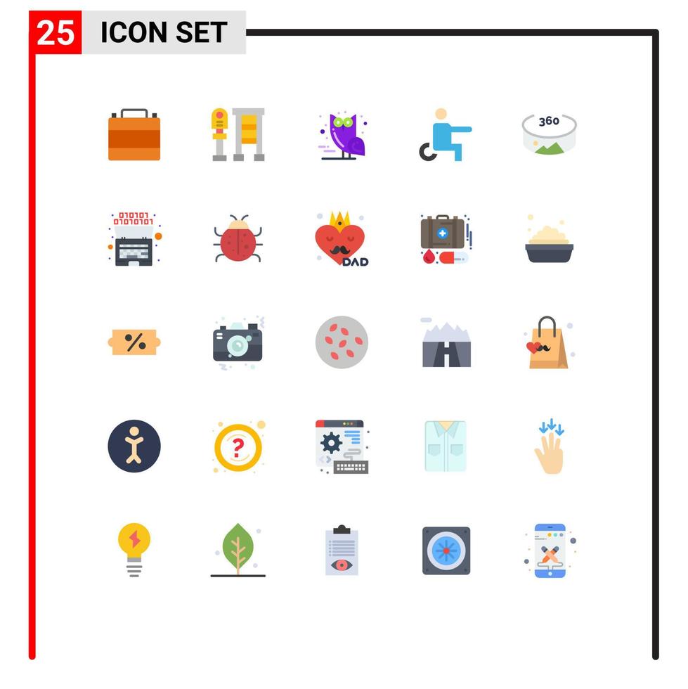 paquete de 25 signos y símbolos modernos de colores planos para medios de impresión web, como personas panorámicas que detienen elementos de diseño de vectores editables aterradores para discapacitados