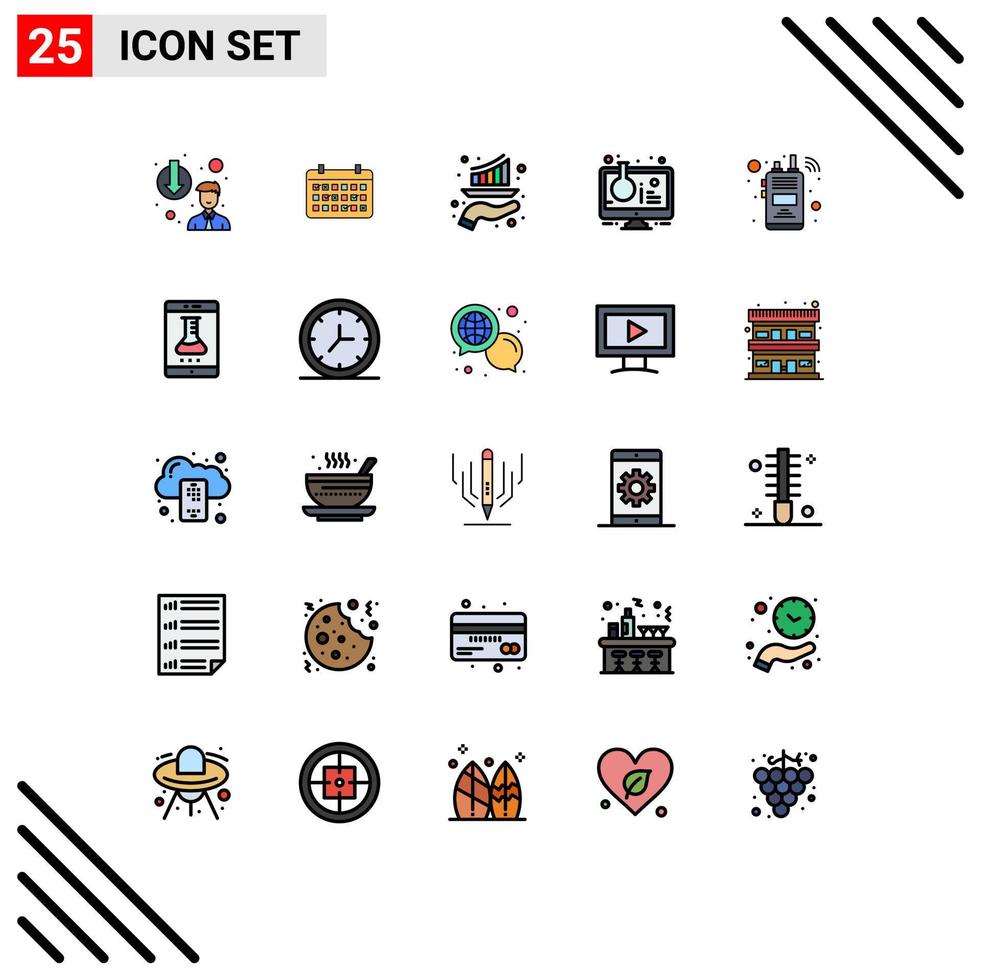 Pack of 25 creative Filled line Flat Colors of sample tube online experiment time flask marketing Editable Vector Design Elements