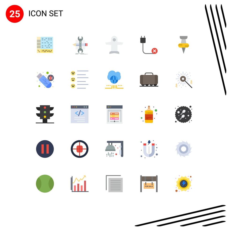 Universal Icon Symbols Group of 25 Modern Flat Colors of disconnected cord sketch computers transport Editable Vector Design Elements