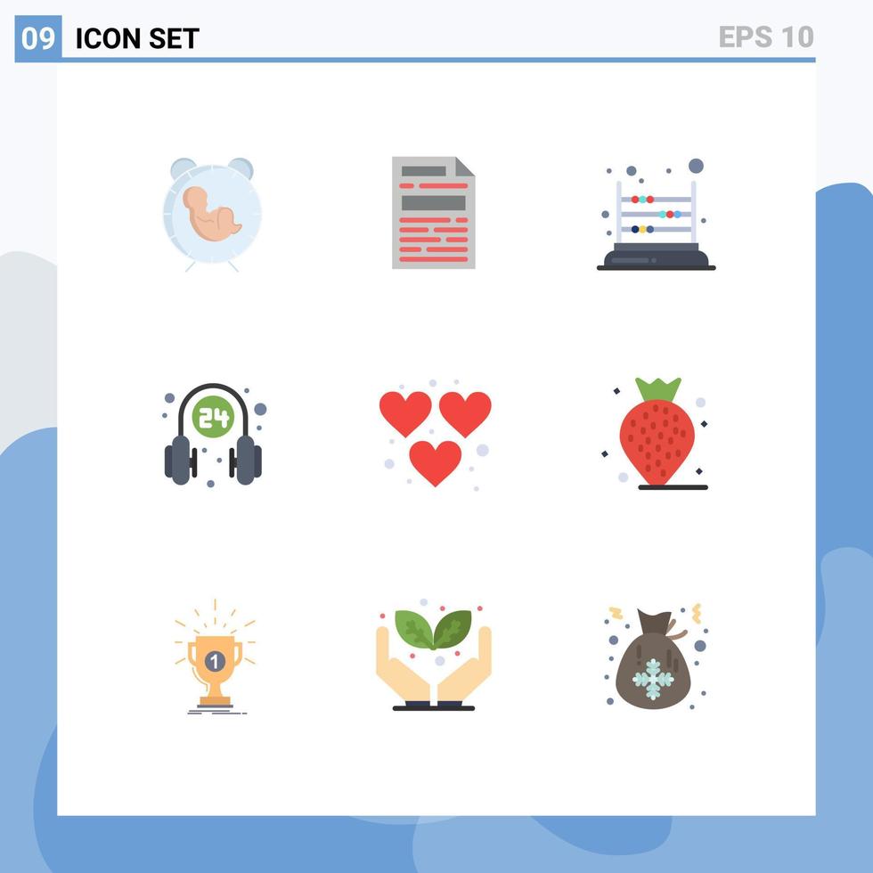 Set of 9 Vector Flat Colors on Grid for supporter operator game medical school Editable Vector Design Elements