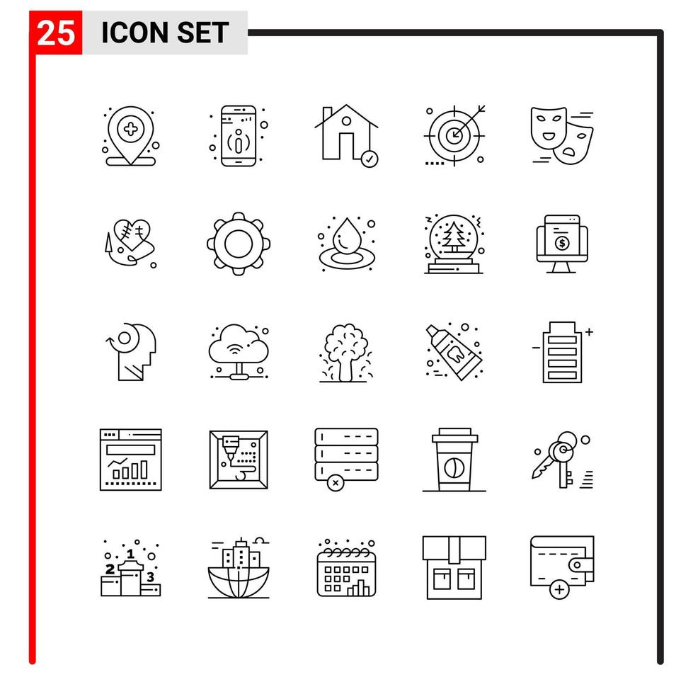 25 General Icons for website design print and mobile apps 25 Outline Symbols Signs Isolated on White Background 25 Icon Pack vector