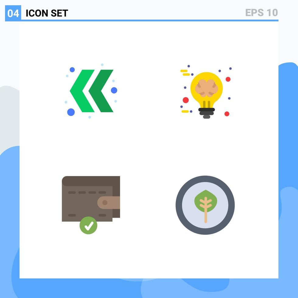4 Flat Icon concept for Websites Mobile and Apps arrow wallet brain brain storming biological Editable Vector Design Elements