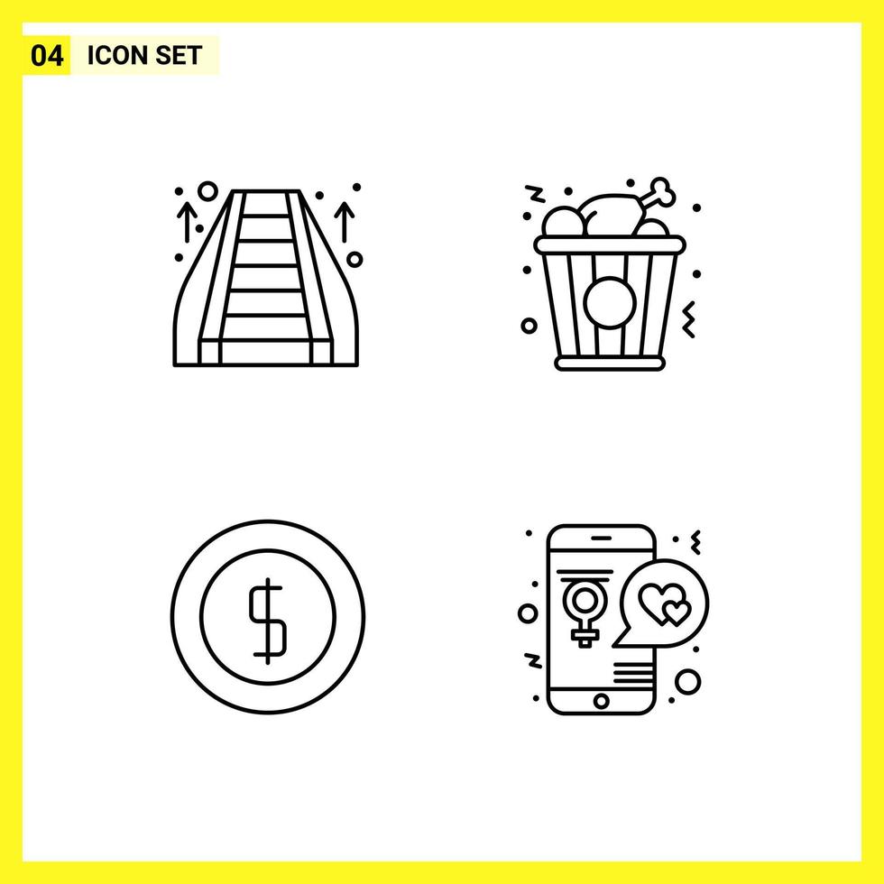 4 Icon Set Simple Line Symbols Outline Sign on White Background for Website Design Mobile Applications and Print Media vector