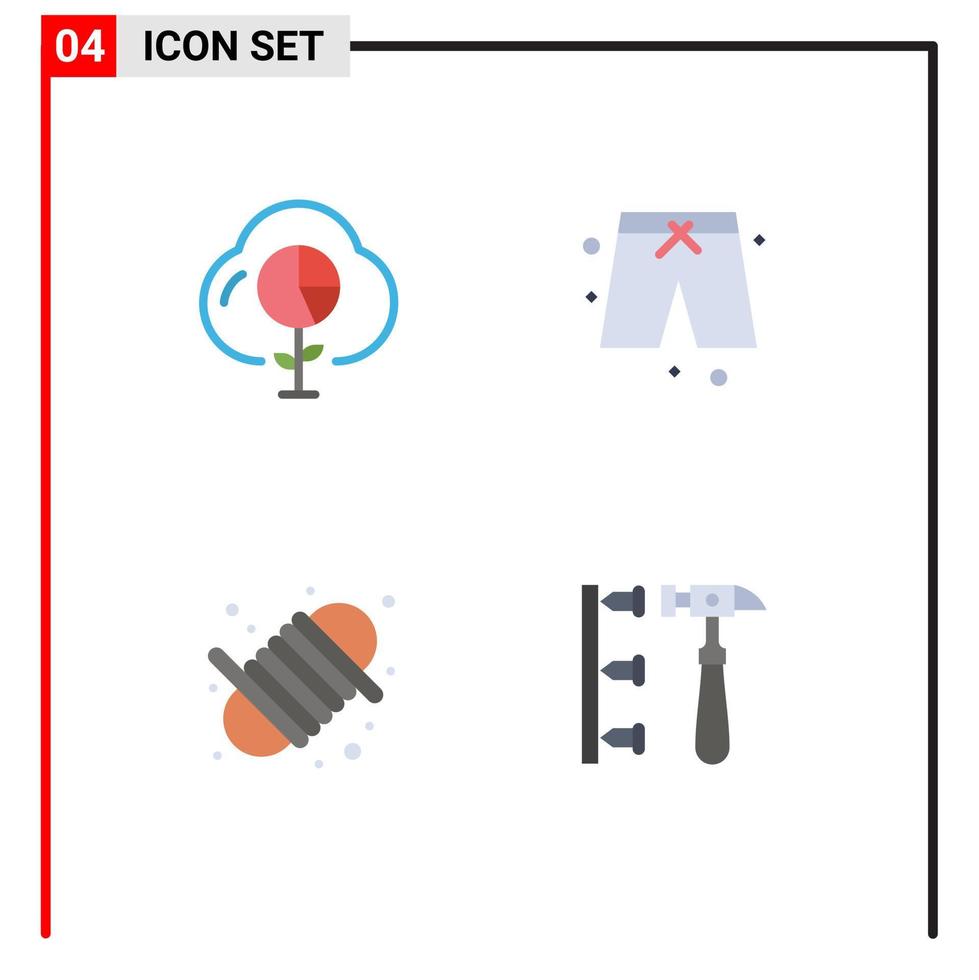 Stock Vector Icon Pack of 4 Line Signs and Symbols for cloud equipment graph pants yarn Editable Vector Design Elements
