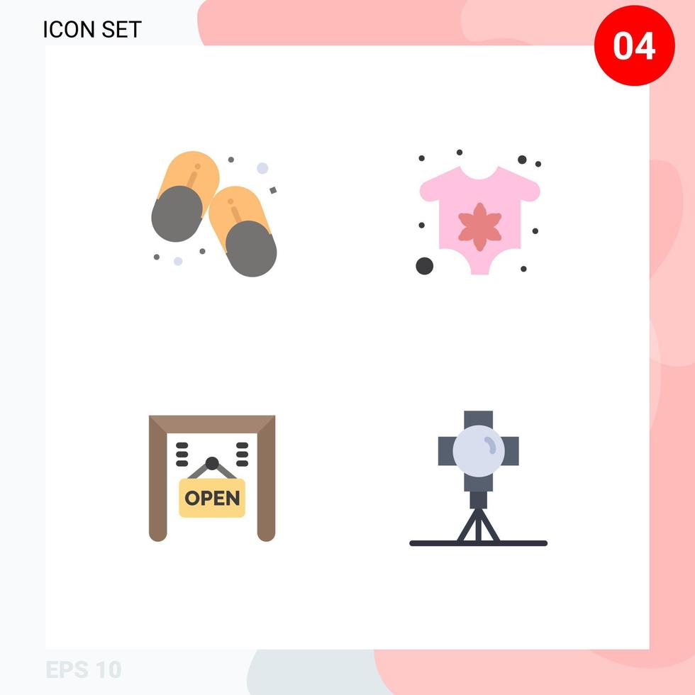4 iconos creativos signos y símbolos modernos de chanclas tienda verano recién nacido película elementos de diseño vectorial editables vector