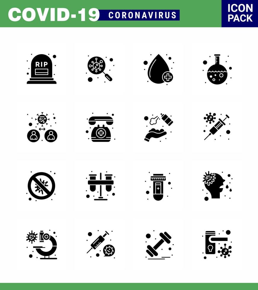 Coronavirus 2019nCoV Covid19 Prevention icon set bacteria lab search flask positive viral coronavirus 2019nov disease Vector Design Elements