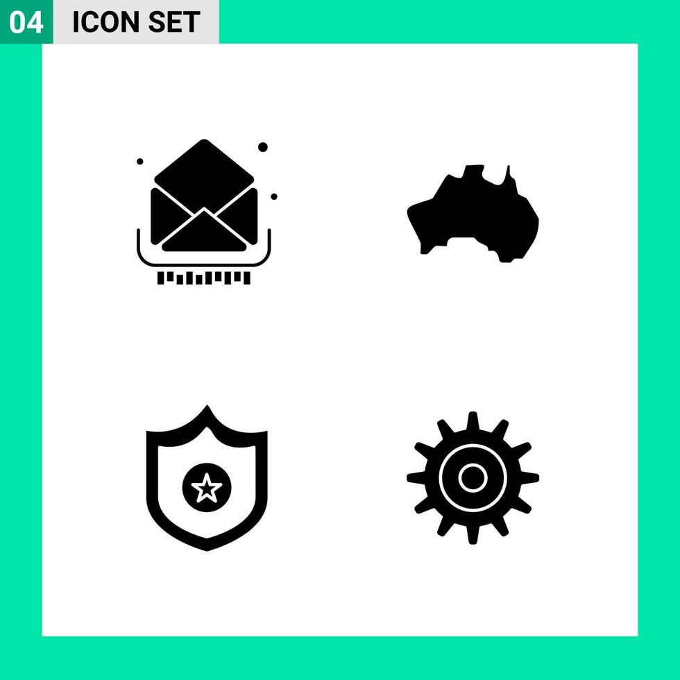 Pack of 4 Solid Style Icon Set Glyph Symbols for print Creative Signs Isolated on White Background 4 Icon Set vector